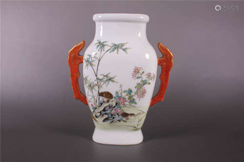 Chinese Famille Rose Square Vase