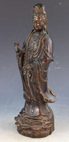 Antique Chinese Bronze Statue Of Kuan-yin.