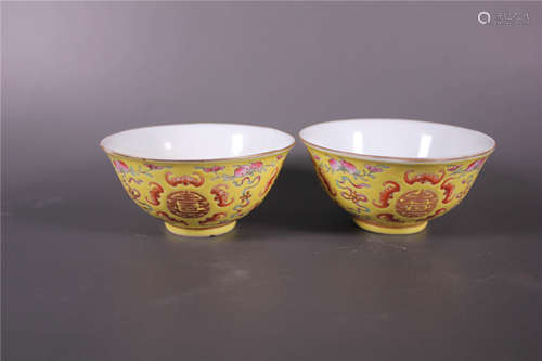 Pair of Chinese Imperial Famille Rose Bowls