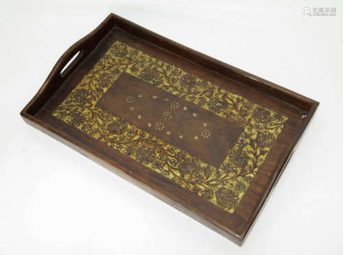 Chinese Wood Tray w/ Flower Design