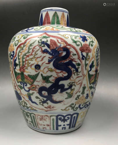 Chinese Famille Verte Porcelain Floral Vase