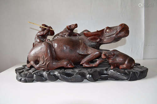 Chinese carved Red wood Buffalo