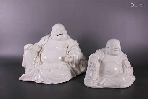 Two Chinese Blanc-de-Chine Dehua Seated Buddha