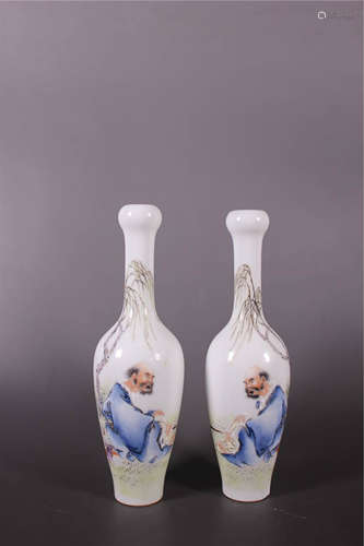 Pair of Chinese Famille Rose Vases