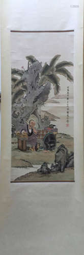 Chinese Ink/Color Scroll Painting, Signed