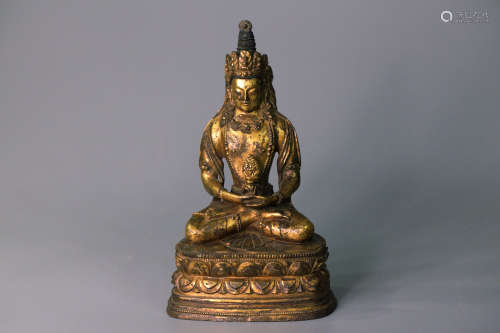 A chinese gilding bronze buddha statue