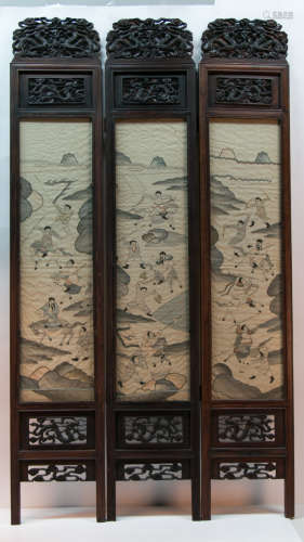 A chinese rosewood screen