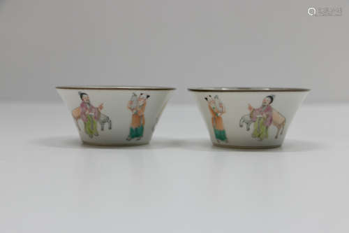 A pair of famille rose cups