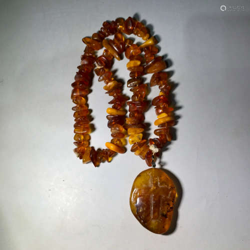 An old amber necklaces