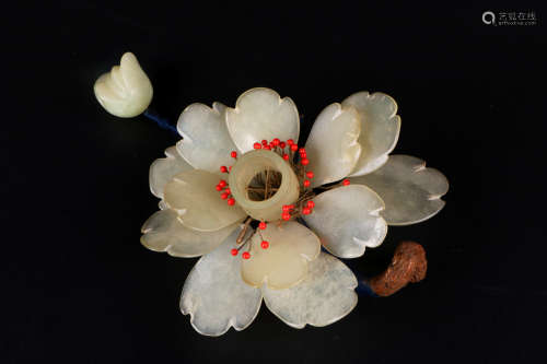 A chinese white jade flower