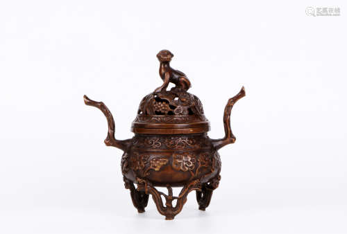 A chinese republic bronze carved incense