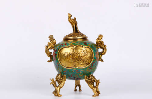 A chinese qing dynasty cloisonne gilding incense