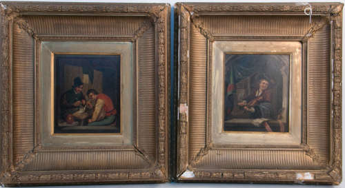 A pair of oil painting on Tin