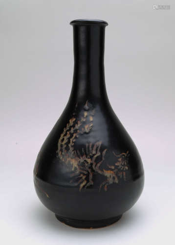 Old black porcelian vase