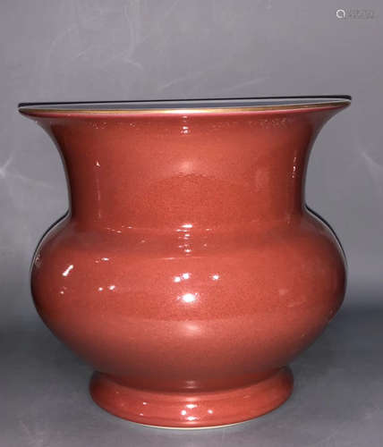 A RED GLAZE EVERTED RIM SMALL JAR