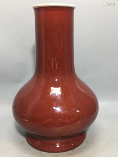 A LANGYAO RED GLAZE LONG NECK VASE