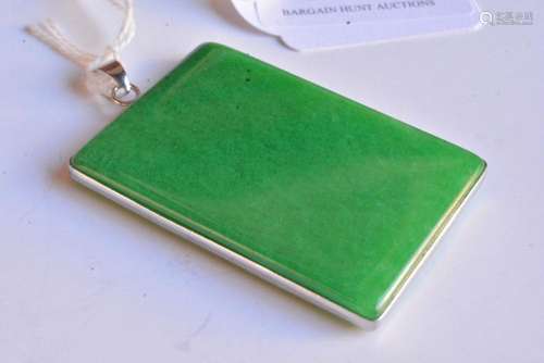 Chinese rectangular shaped green jade pendant