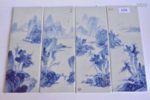 Four Chinese blue and white porcelain plaques,