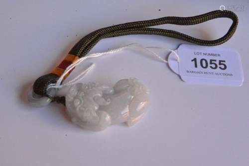 Chinese white jade toggle figure of Pixiu,