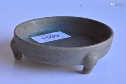 Chinese Ruyao glazed tripod offering dish,