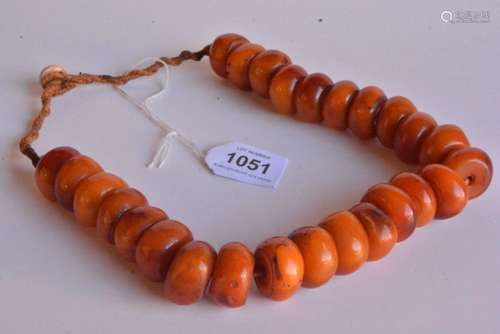 Strand of Tibetan amber beaded necklace,