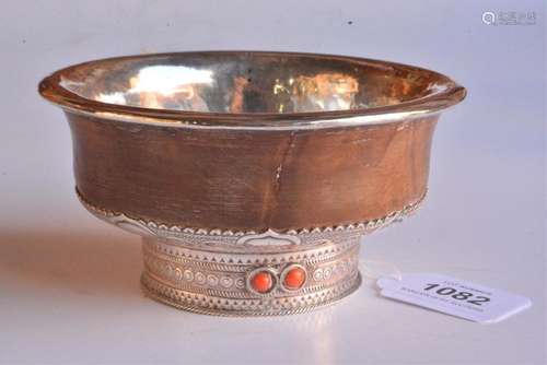 Tibetan silver and burl wood tsampa bowl,