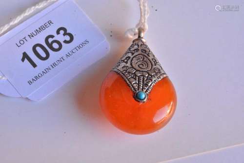 Tibetan Bi shaped amber pendant