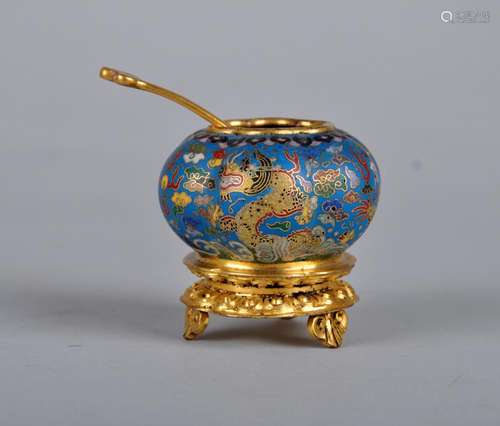 A Cloisonne Enamel Dragon Water Pot, Qing Dynasty