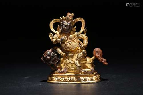 A Parcel-Gilt Bronze Figure , Qing Dynasty