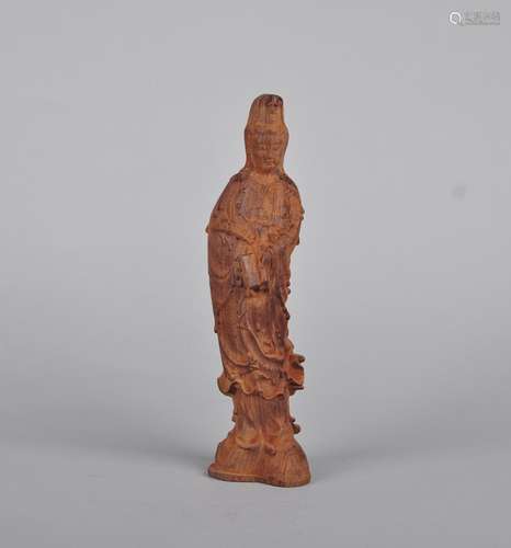 A Sandalwood Guanyin Figure