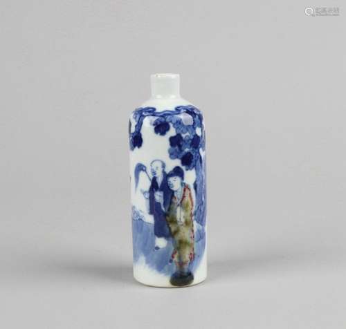 A Blue & White Under-Glaze Copper Red Snuff Bottle, , Qing Dynasty