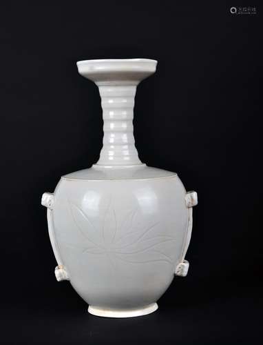 A Ding Ware Carved Peony Vase，Song Dynasty