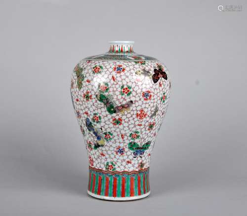 A Famille Rose Flowers and Butterflies Meiping Vase, Qing Dynasty