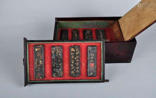 A Pack of 8-Piece inkcake with Original Box, Qing Dynasty