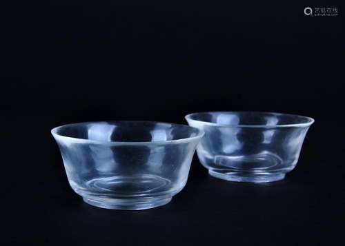 A Pair of Crystal Bowls, Qing Dynasty