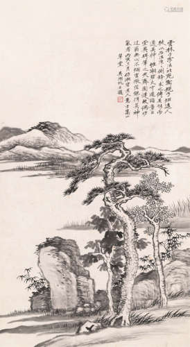 吴湖帆（1894～1968） 疏林远岫 立轴 水墨纸本