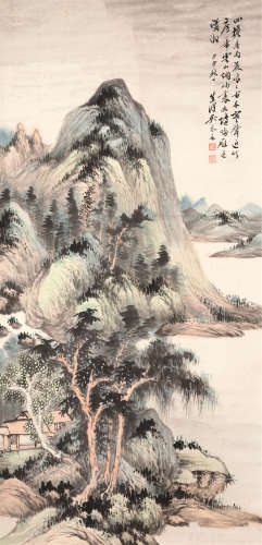 吴琴木（1894～1953） 古木寒树 立轴 设色纸本