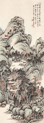 吴待秋（1878～1949） 秋山幽居 立轴 设色纸本