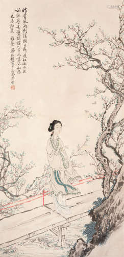 潘振镛（1852～1921） 赏花图 立轴 设色纸本