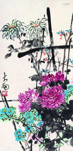 陈大羽（1912～2001） 东篱佳色 立轴 设色纸本