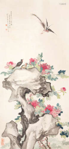 胡应祥（1865～1951） 富贵长寿 立轴 设色绢本