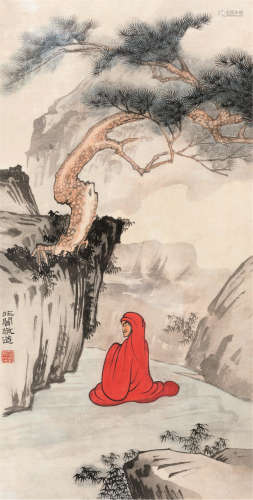 于非闇（1889～1959） 红衣达摩 镜框 设色纸本