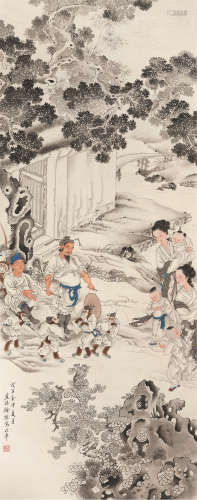 徐操（1899～1961） 卖艺图 立轴 设色纸本