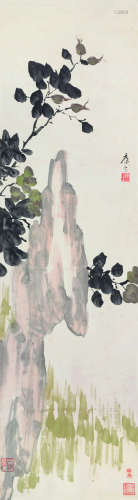 康生（1898～1975） 花卉 立轴 设色纸本