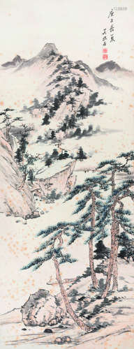 吴熙曾（1904～1972） 秋江归艇 立轴 设色纸本
