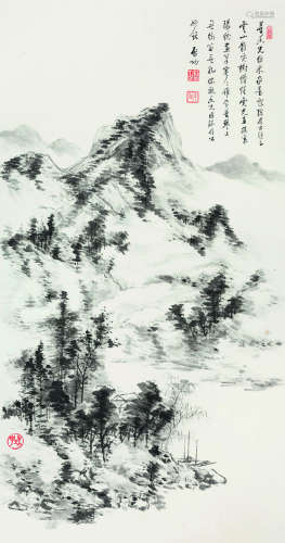 启功（1912～2005） 溪山夜泊 立轴 水墨纸本