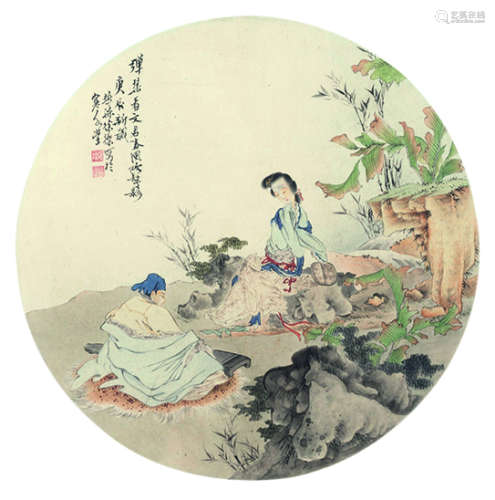 徐操（1899～1961） 听琴图 镜片 设色纸本
