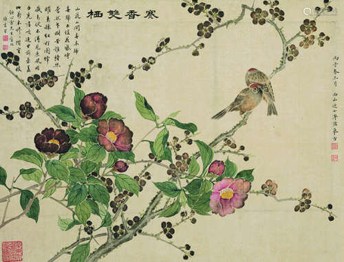 溥儒（1896～1963） 寒香双栖 镜片 设色绢本