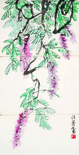许麟庐（1916～2011） 紫藤 画册 设色纸本