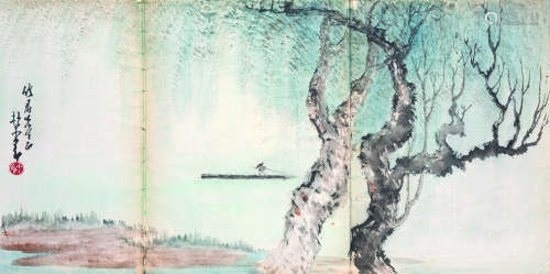 赵少昂（1905～1998） 春江放筏 画册 设色纸本